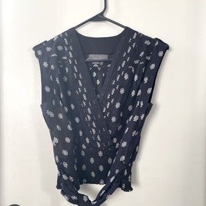 Anthropologie Wrap Top|Black with White detail